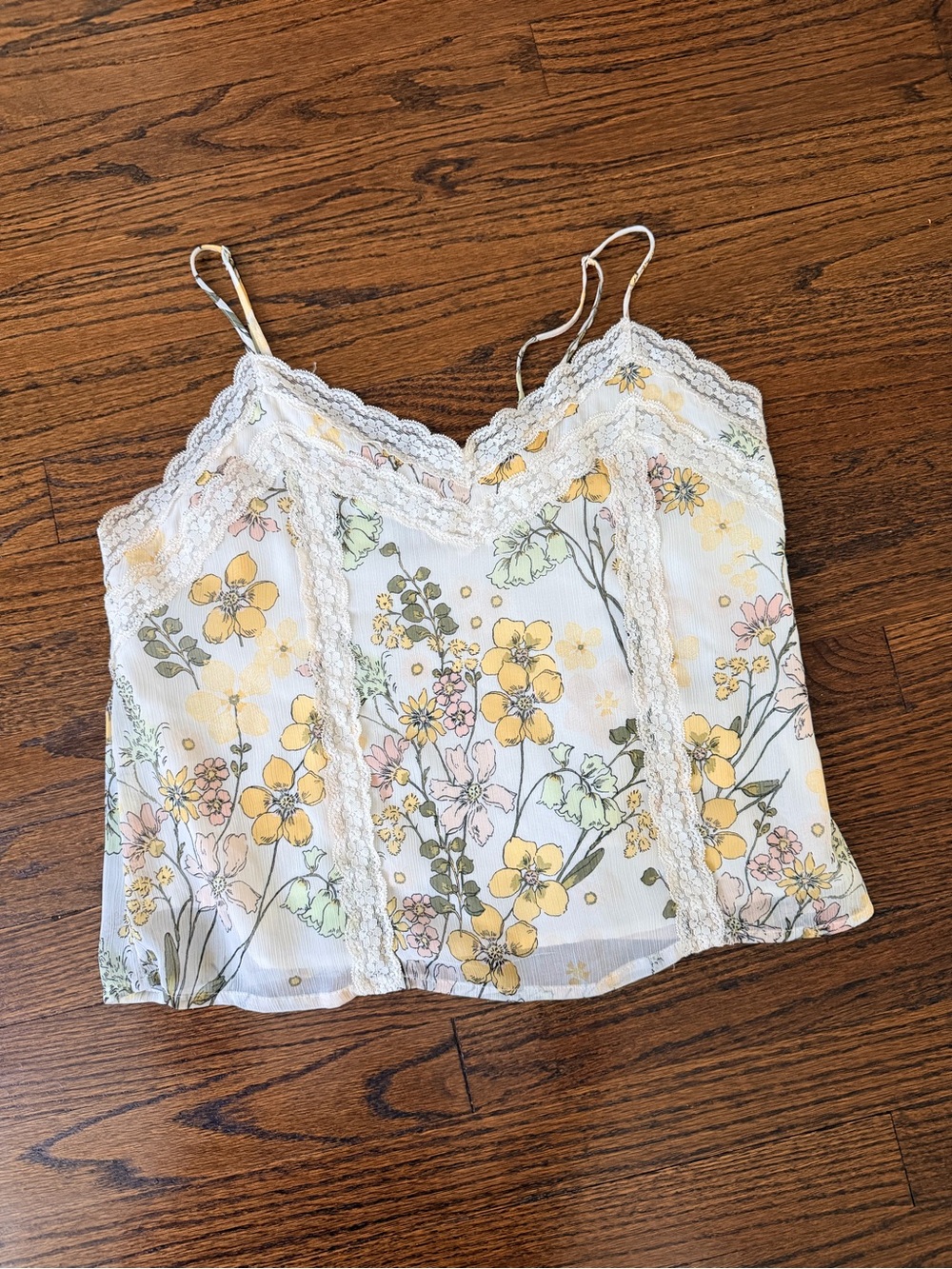 Floral Lace Trim Cami Tank